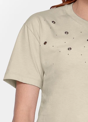 Minty - T- Shirt Meia Malha Feminina Bege - MINTY