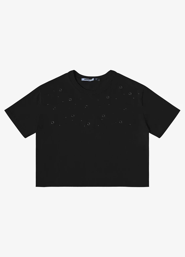 Minty - T- Shirt Meia Malha Feminina Preto