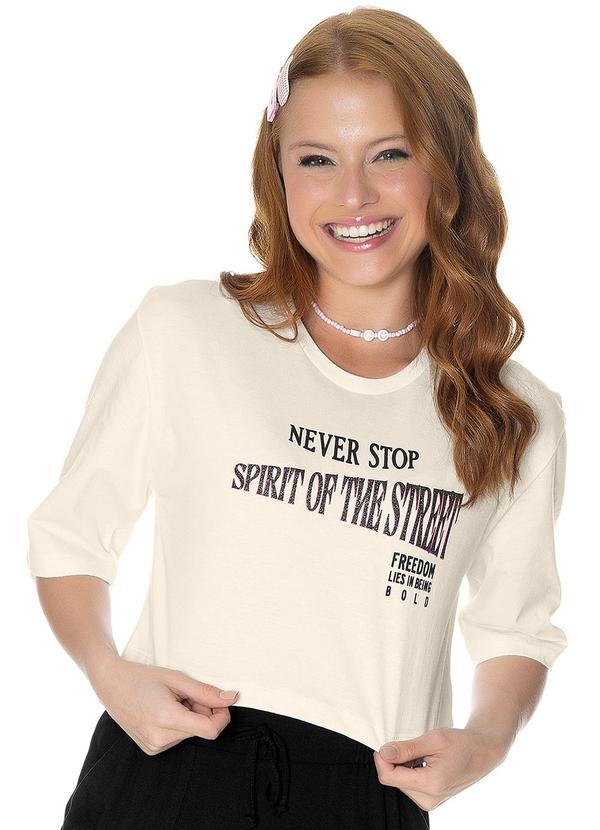 Minty - Blusa Juvenil Meia Malha Feminina Bege