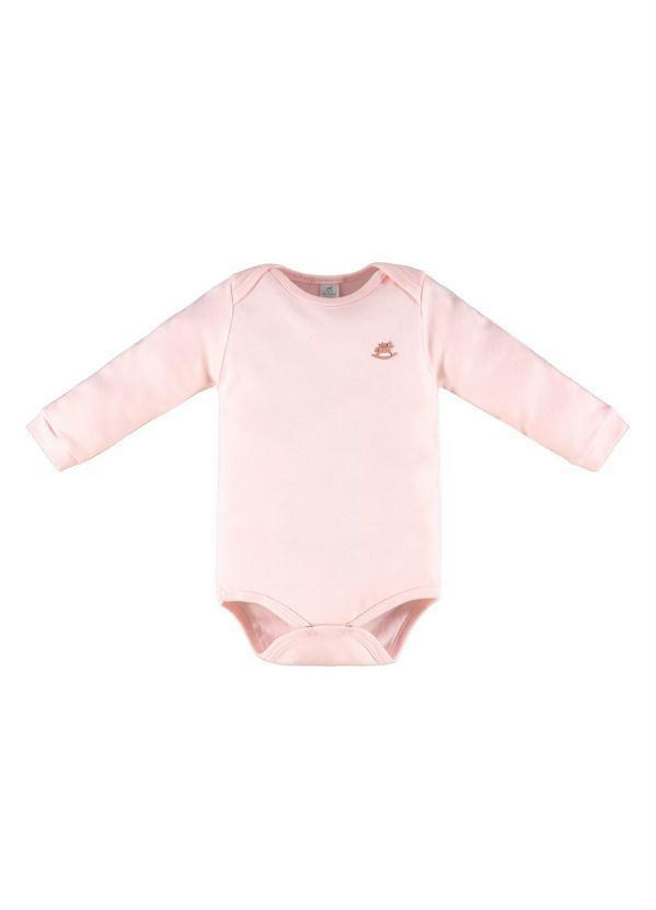 Up Baby - Body Básico Manga Longa Bebê Rosa