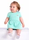 Duduka - Vestido Bebê Estampa Rotativa Folhas  Bege - variação: Verde