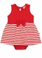 Duduka - Vestido Bebê Estampa Rotativa Folhas  Bege - variação: Vermelho