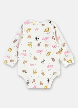 Up Baby - Body Bebê Menina Animais Branco - UP BABY