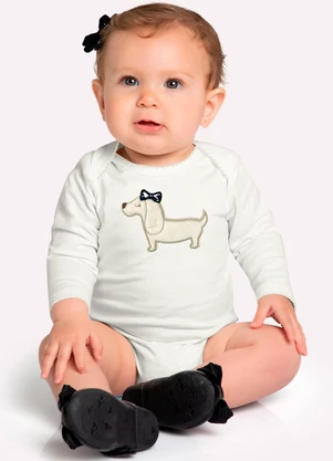 Milon - Body Bebê Menina Bordado Off White - MILON