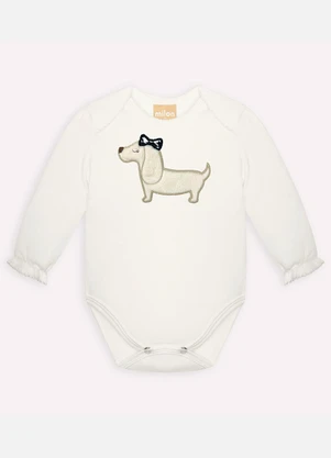 Milon - Body Bebê Menina Bordado Off White - MILON