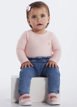 Pulla Bulla - Body Bebe Menina Cotton Leve Trabalhado Rosa - PULLA BULLA