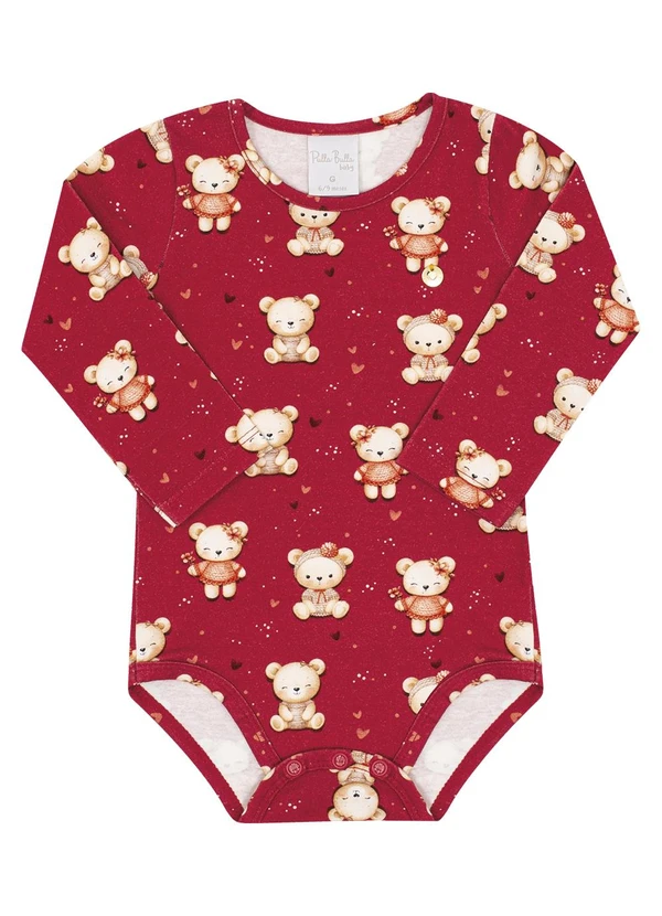 Pulla Bulla - Body Bebe Menina Cotton Leve Vermelho 1