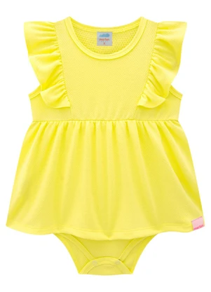 Marlan - Body Bebê Menina em Cotton Bee Honey Amarelo - MARLAN