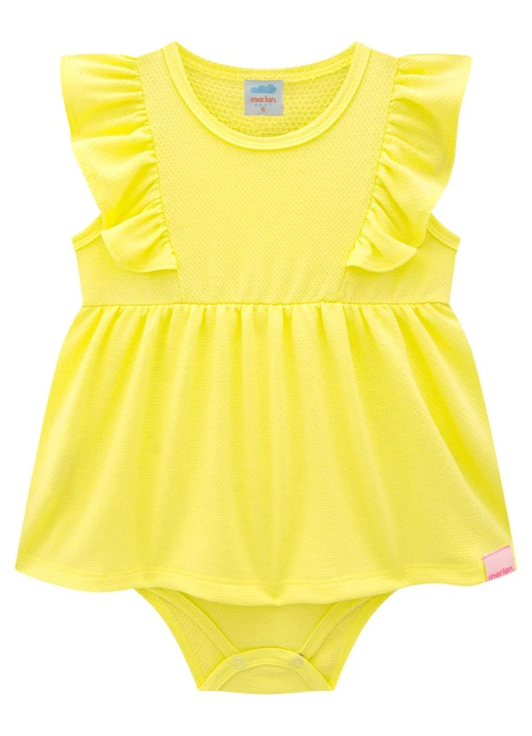 Marlan - Body Bebê Menina em Cotton Bee Honey Amarelo