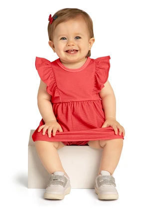 Marlan - Body Bebê Menina em Cotton Bee Honey Vermelho - MARLAN