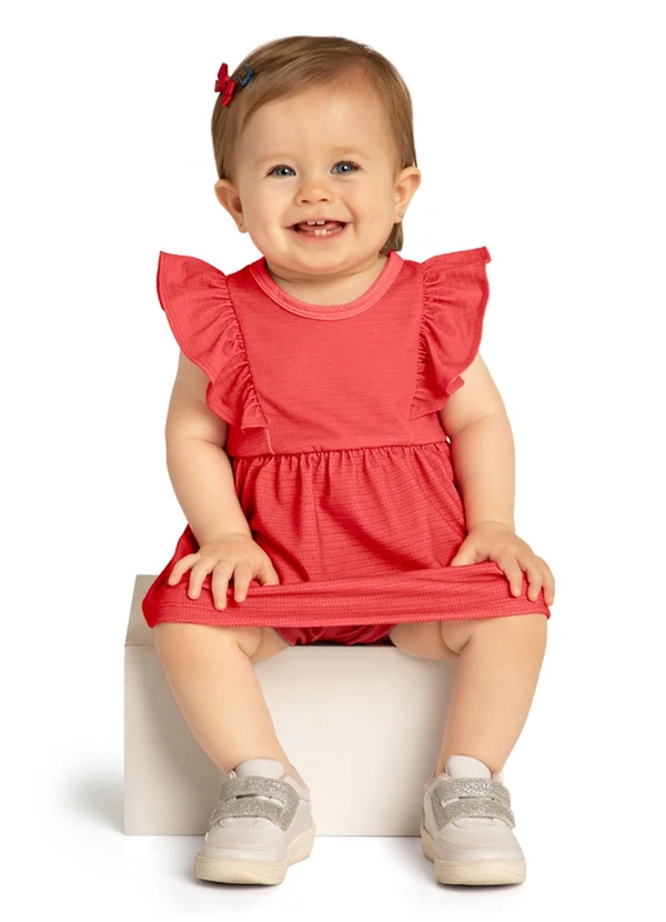 Marlan - Body Bebê Menina em Cotton Bee Honey Vermelho