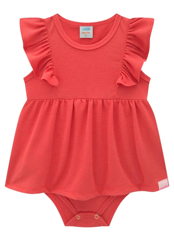 Marlan - Body Bebê Menina em Cotton Bee Honey Vermelho 2