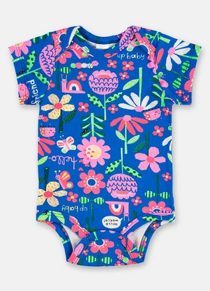Up Baby - Body Bebê Menina em Suedine Azul - UP BABY