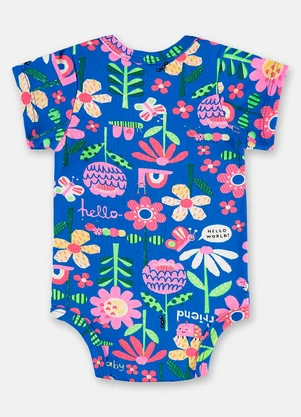 Up Baby - Body Bebê Menina em Suedine Azul - UP BABY