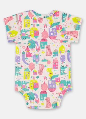 Up Baby - Body Bebê Menina em Suedine Branco - UP BABY