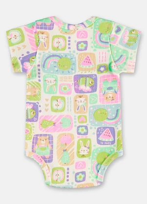 Up Baby - Body Bebê Menina em Suedine Branco - UP BABY