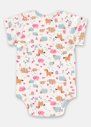 Up Baby - Body Bebê Menina em Suedine Branco - UP BABY