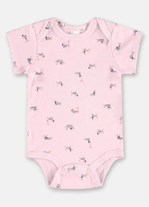 Up Baby - Body Bebê Menina em Suedine Rosa - UP BABY