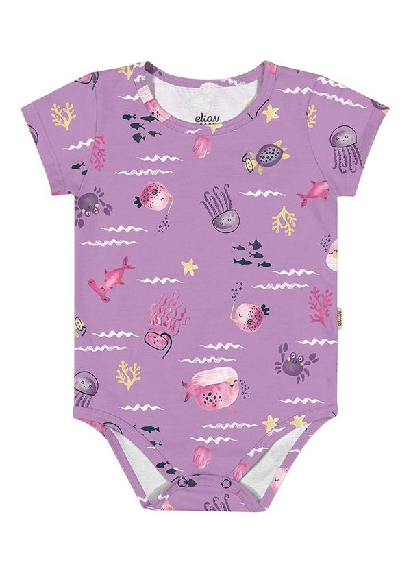 Elian - Body Bebê Menina Estampado Elian Roxo