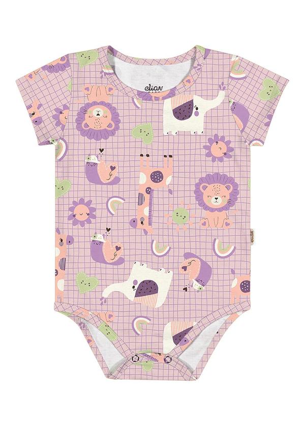 Elian - Body Bebê Menina Estampado Elian Roxo