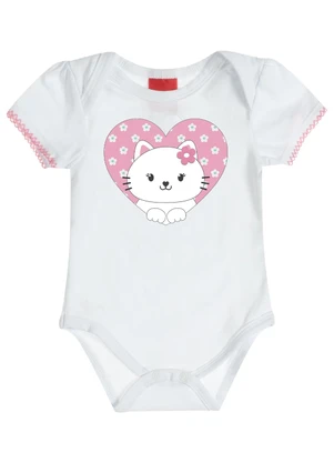 Kyly - Body Bebê Menina Gatinho Branco - KYLY