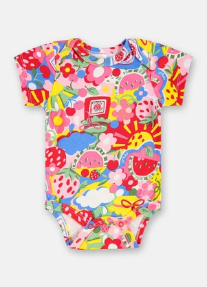 Up Baby - Body Bebê Menina Suedine Estampado - UP BABY