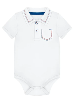 Milon - Body Bebê Menino Bordado Branco - MILON