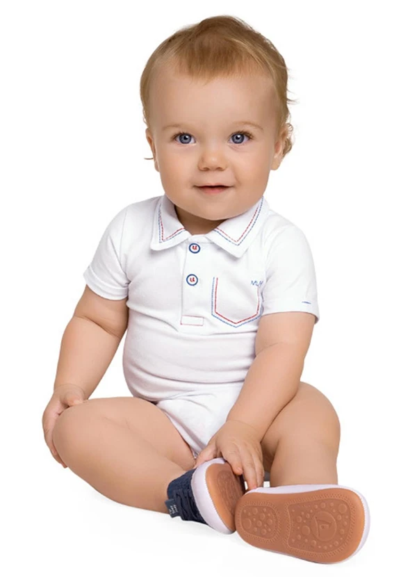 Milon - Body Bebê Menino Bordado Branco