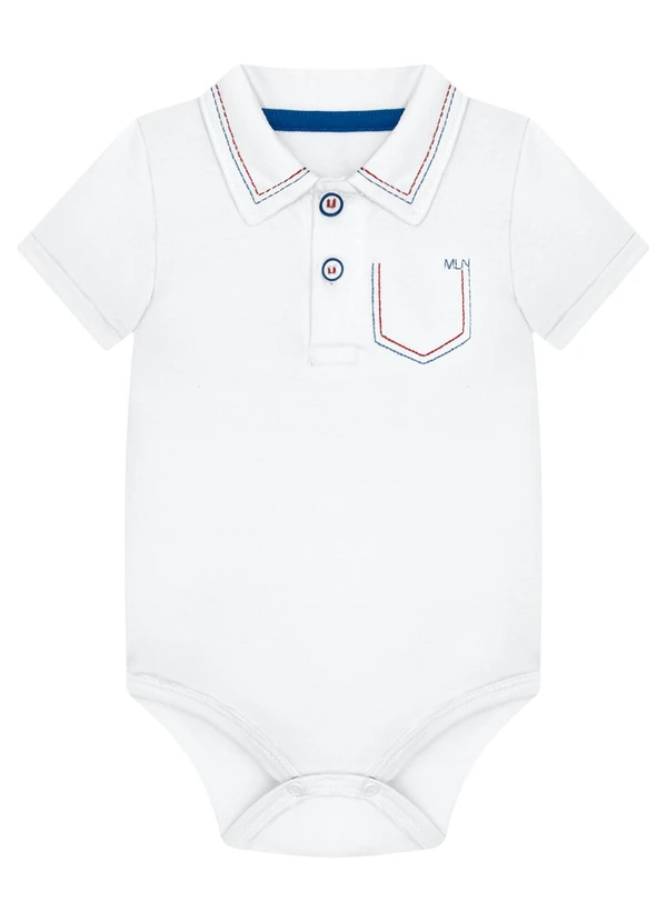 Milon - Body Bebê Menino Bordado Branco 2