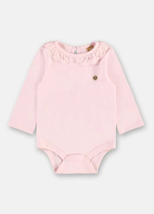 Up Baby - Body Bebê Suedine Gola Renda Rosa - UP BABY