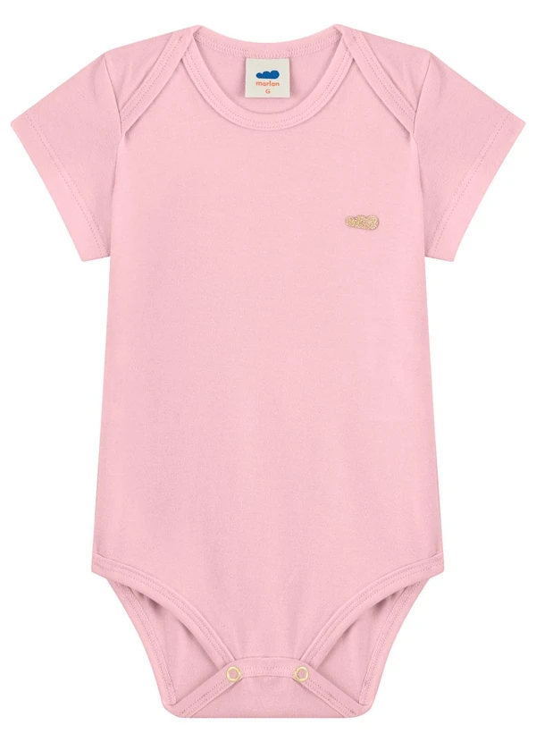 Marlan - Body Bebê Unissex em Cotton Penteado Rosa