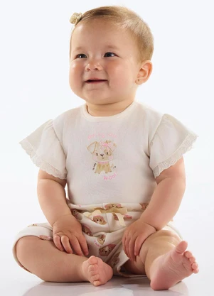 Up Baby - Body Cachorrinho Bebê Menina Bege - UP BABY