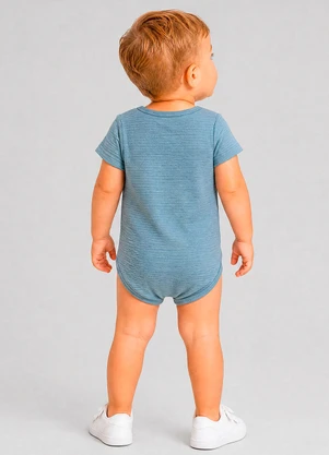 Marlan - Body com Bolso e Textura Canelada Azul - MARLAN