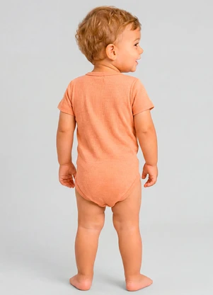 Marlan - Body com Bolso e Textura Canelada Laranja - MARLAN