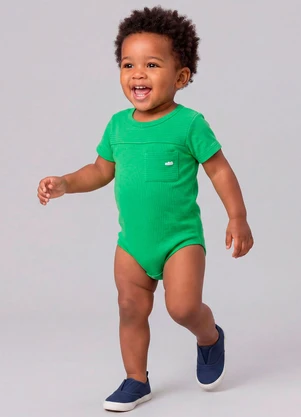 Marlan - Body com Bolso e Textura Canelada Verde - MARLAN