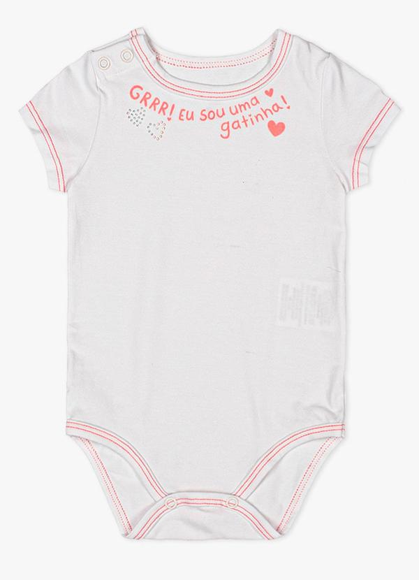 Momi - Body com Estampa de Lettering Neon Branco