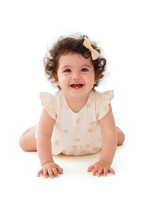 Amada - Body com Mangas Franzidas Bege - AMADA