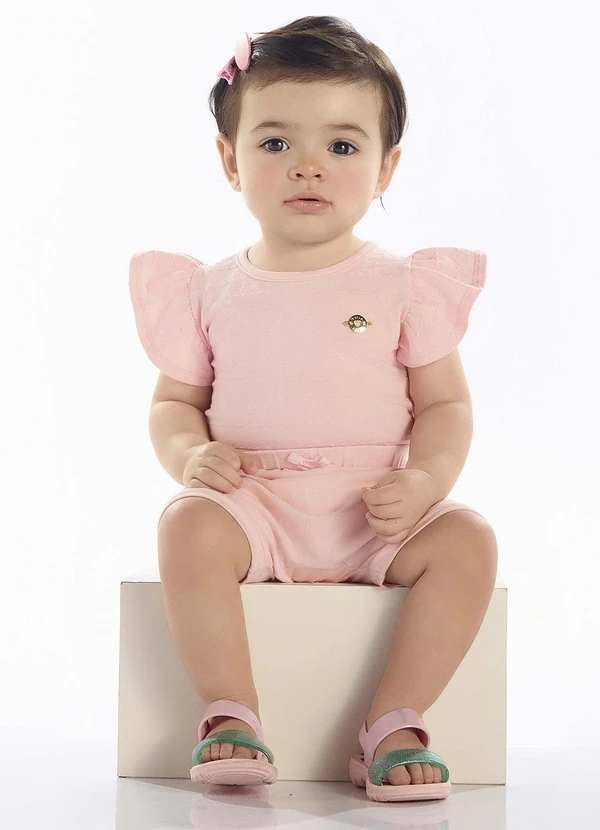 Pulla Bulla - Body Cotton Leve Trabalhado Rosa