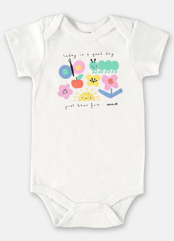 Up Baby - Body Curto Feminino para Bebês Branco