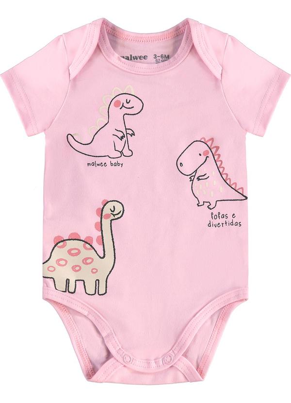 Malwee Kids - Body Dino em Cotton Rosa Claro