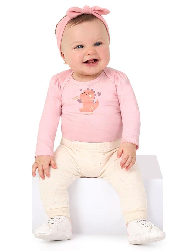 Malwee Kids - Body Dinossauro Menina Rosa