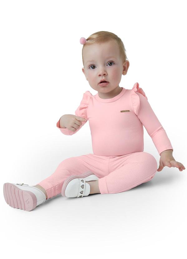 Carinhoso - Body em Cotton com Babado Menina Rosa 1