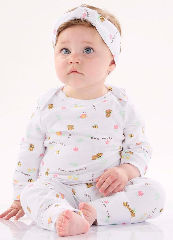 Up Baby - Body em Suedine para Bebê Menina Branco