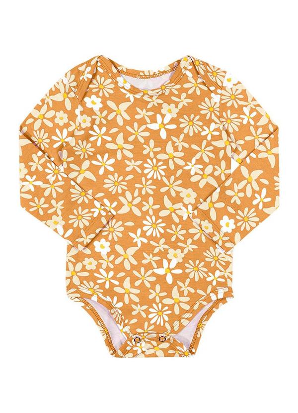 Alenice - Body Estampado Manga Longa Menina Amarelo 1