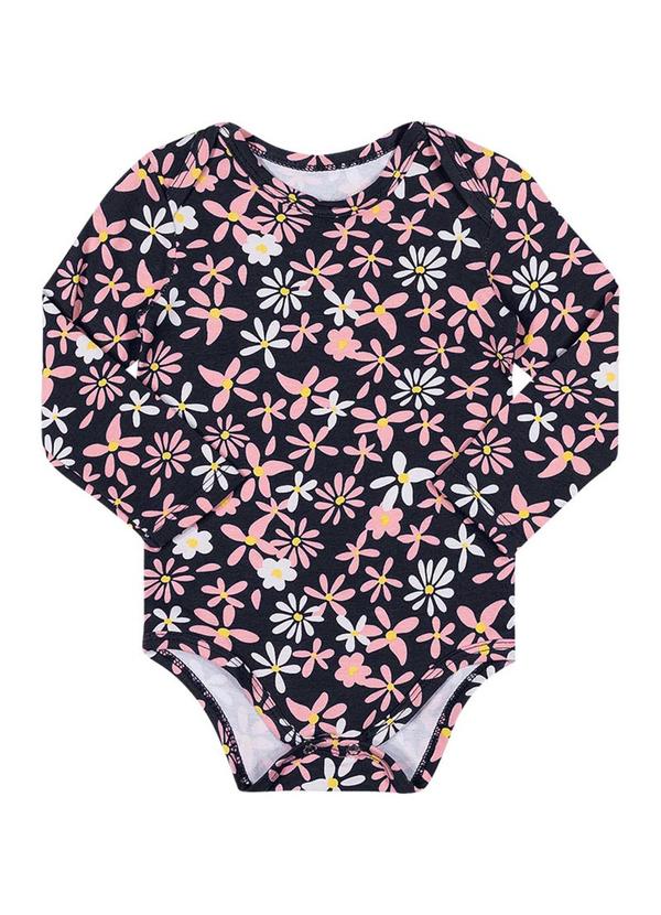 Alenice - Body Estampado Manga Longa Menina Azul