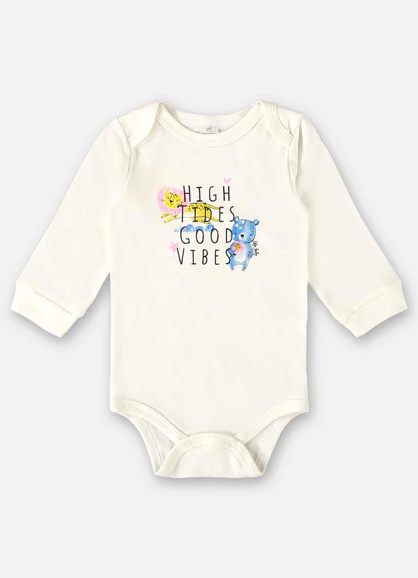 Up Baby - Body Estampado para Bebê Menina Off White