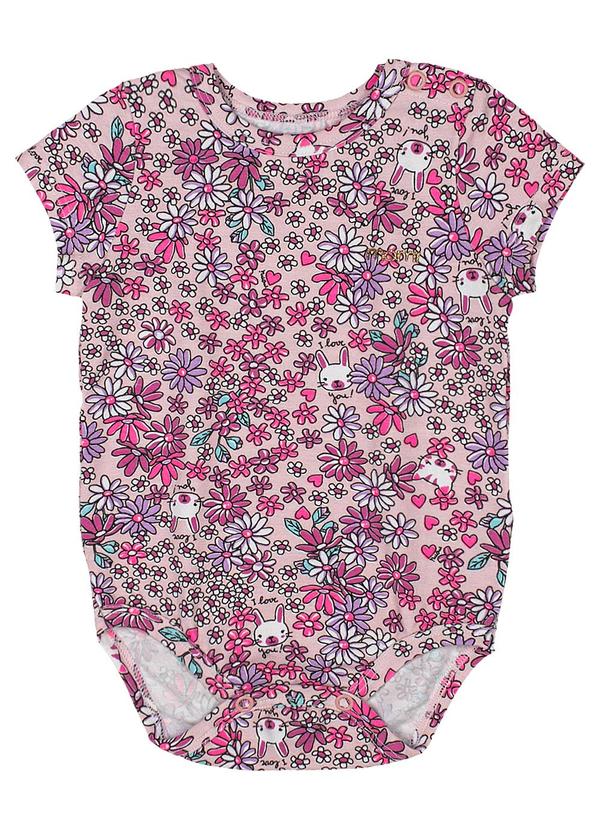 Momi - Body Floral com Manga Longa Rosa