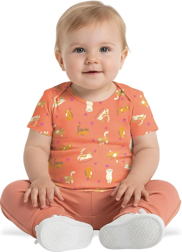 Malwee Kids - Body Gatinhos em Cotton Laranja 1