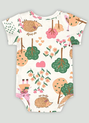 Body Manga Curta Bebê Menina Up Baby Branco - UP BABY