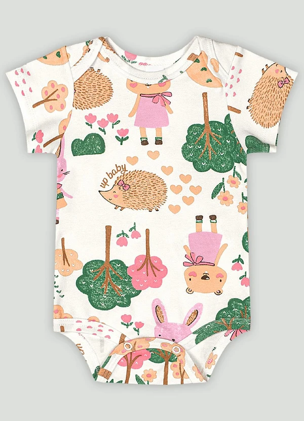 Up Baby - Body Manga Curta Bebê Menina Up Baby Branco